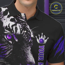 Load image into Gallery viewer, Personalized Horror Tiger Bowling Shirts For Men Purple Flaming Tiger Team Bowling Jerseys NYN3131