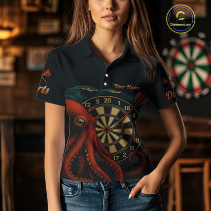 Scarlet Octopus Dart Team Shirt For Women Players – Unique Custom With Player Name NYN0344