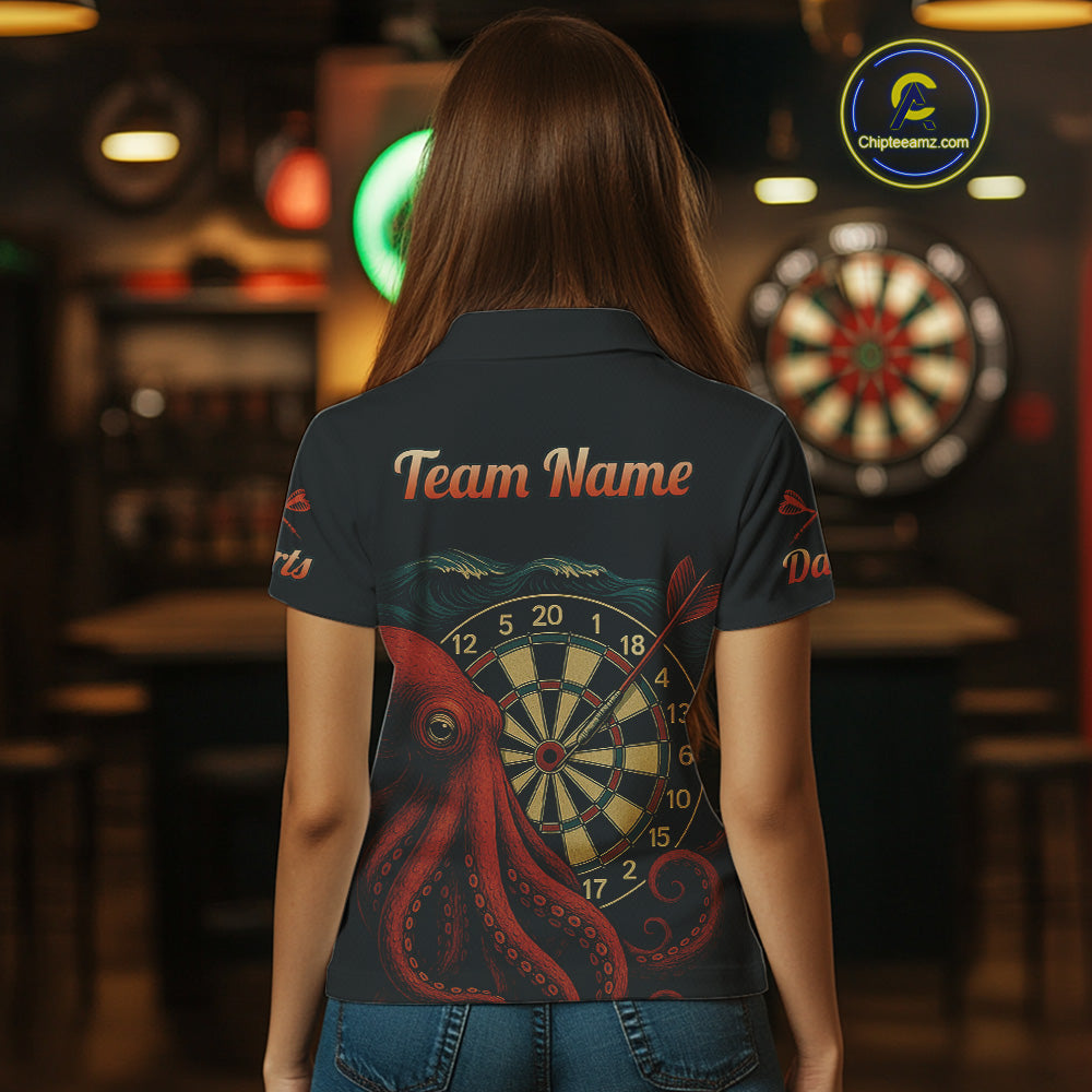 Scarlet Octopus Dart Team Shirt For Women Players – Unique Custom With Player Name NYN0344