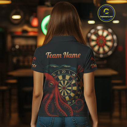 Scarlet Octopus Dart Team Shirt For Women Players – Unique Custom With Player Name NYN0344