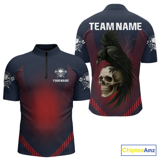 Dark Crow And Skull Dart Team Shirt For Men - Name Personalization Darts Jersey NYN0347