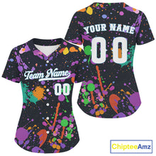 Load image into Gallery viewer, Custom Funny Baseball Jersey For Women Personalized Splashed Colorful Youth Baseball Jerseys NYN1185