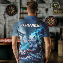 Load image into Gallery viewer, Custom Red &amp; Blue Flames Wolf Dartboard Dart Men Polo Jerseys Outfits Dart Team Shirts NYN1751