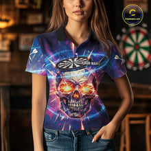 Load image into Gallery viewer, Custom Neon Skull Dartboard Colorful Lightning Dart Women Polo Jerseys Dart Team Shirts NYN1753
