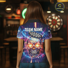 Load image into Gallery viewer, Custom Neon Skull Dartboard Colorful Lightning Dart Women Polo Jerseys Dart Team Shirts NYN1753