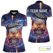 Load image into Gallery viewer, Custom Neon Skull Dartboard Colorful Lightning Dart Women Quarter-Zip Jerseys Dart Team Shirts NYN1753