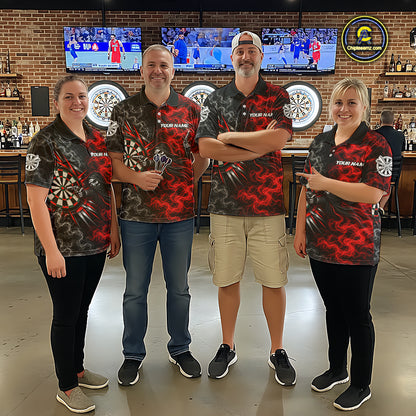 Personalized Grim Reaper Darts Polo 1/4-Zip Shirt For Men Custom Red White Smoke Darts Team Jersey NYN4967