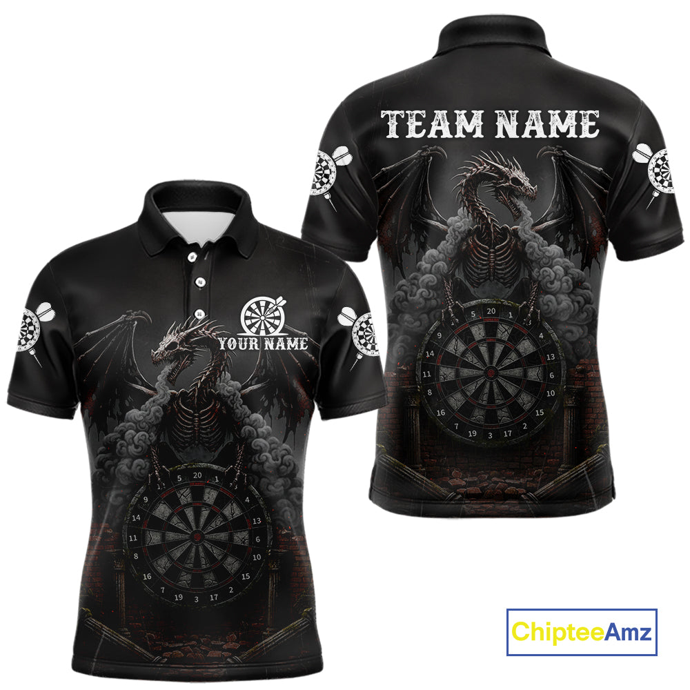 Skeleton Dragon Grey Smokes Cracked Darts League Shirt Custom Dragon Men Darts Jersey NYN2039