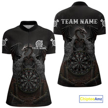 Load image into Gallery viewer, Skeleton Dragon Grey Smokes Cracked Darts League Shirt Custom Dragon Women 1/4-Zip Darts Jersey NYN2039