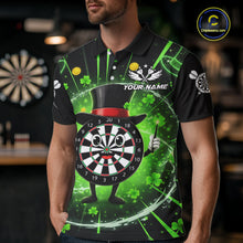Load image into Gallery viewer, Custom Green Patrick Day Funny Dartboard Men Polo Dart Jerseys Shamrock Dart Gifts NYN2045
