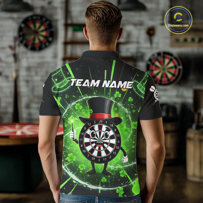 Custom Green Patrick Day Funny Dartboard Men Polo Dart Jerseys Shamrock Dart Gifts NYN2045