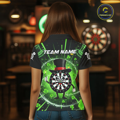 Custom Green Patrick Day Funny Dartboard Women Polo Dart Jerseys Shamrock Dart Gifts NYN2045