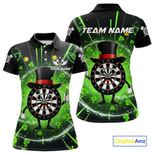 Load image into Gallery viewer, Custom Green Patrick Day Funny Dartboard Women Polo Dart Jerseys Shamrock Dart Gifts NYN2045