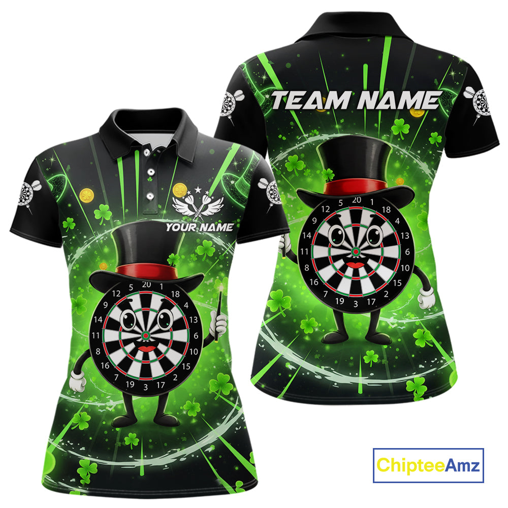 Custom Green Patrick Day Funny Dartboard Women Polo Dart Jerseys Shamrock Dart Gifts NYN2045