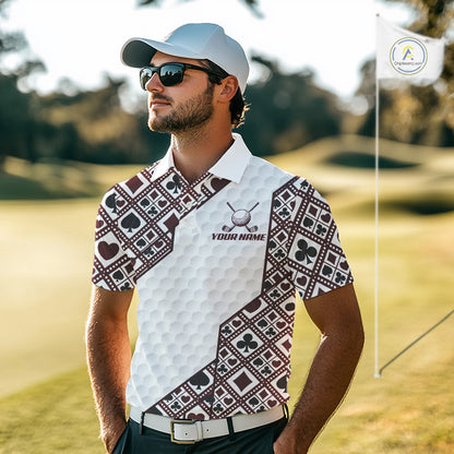 Mens Poker Pattern Golf Clothing Golf Shirt Funny Custom Men Golf Top, Best Golf Gifts For Golfer NYN2938