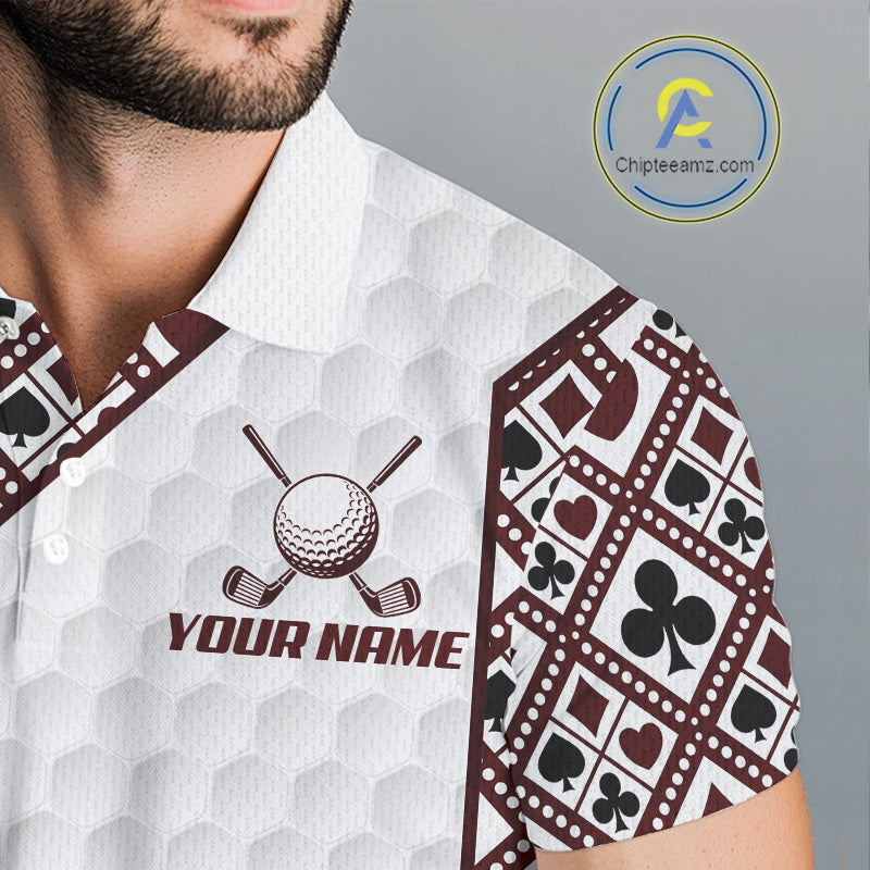 Mens Poker Pattern Golf Clothing Golf Shirt Funny Custom Men Golf Top, Best Golf Gifts For Golfer NYN2938