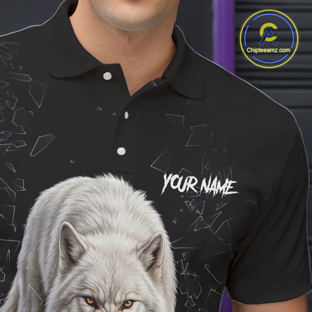Custom Wolf Broken Glass Bowling Shirts For Men, Wolf Bowling Team Shirt Bowler Uniform Outfits NYN4212