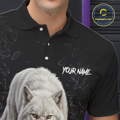 Custom Wolf Broken Glass Bowling Shirts For Men, Wolf Bowling Team Shirt Bowler Uniform Outfits NYN4212