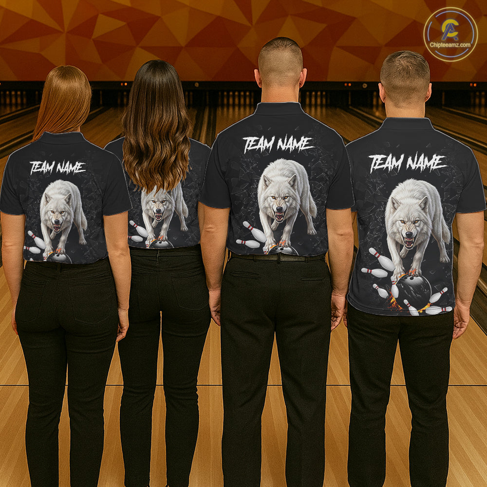 Custom Wolf Broken Glass Bowling Shirts For Men, Wolf Bowling Team Shirt Bowler Uniform Outfits NYN4212