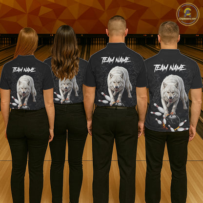 Custom Wolf Broken Glass Bowling Shirts For Men, Wolf Bowling Team Shirt Bowler Uniform Outfits NYN4212