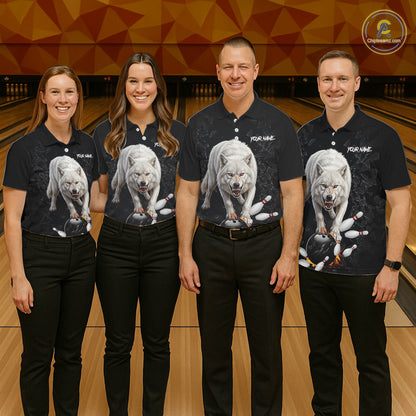 Custom Wolf Broken Glass Bowling Shirts For Men, Wolf Bowling Team Shirt Bowler Uniform Outfits NYN4212