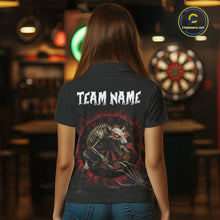 Load image into Gallery viewer, Skeletal Rat Red Splatter Dartboard Custom Women Polo Dart Shirt Skull Dart Jerseys NYN1760