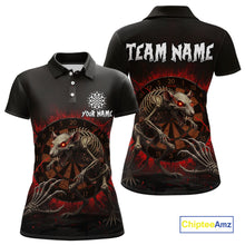 Load image into Gallery viewer, Skeletal Rat Red Splatter Dartboard Custom Women Polo Dart Shirt Skull Dart Jerseys NYN1760