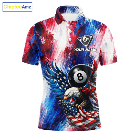 Patriotic Eagle Pool 8 Ball & 9 Ball Men Billiard Shirt Custom US Flag Paint Billiard Team Attire NYN2559