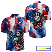 Load image into Gallery viewer, Patriotic Eagle Pool 8 Ball &amp; 9 Ball Men Billiard Shirt Custom US Flag Paint Billiard Team Attire NYN2559