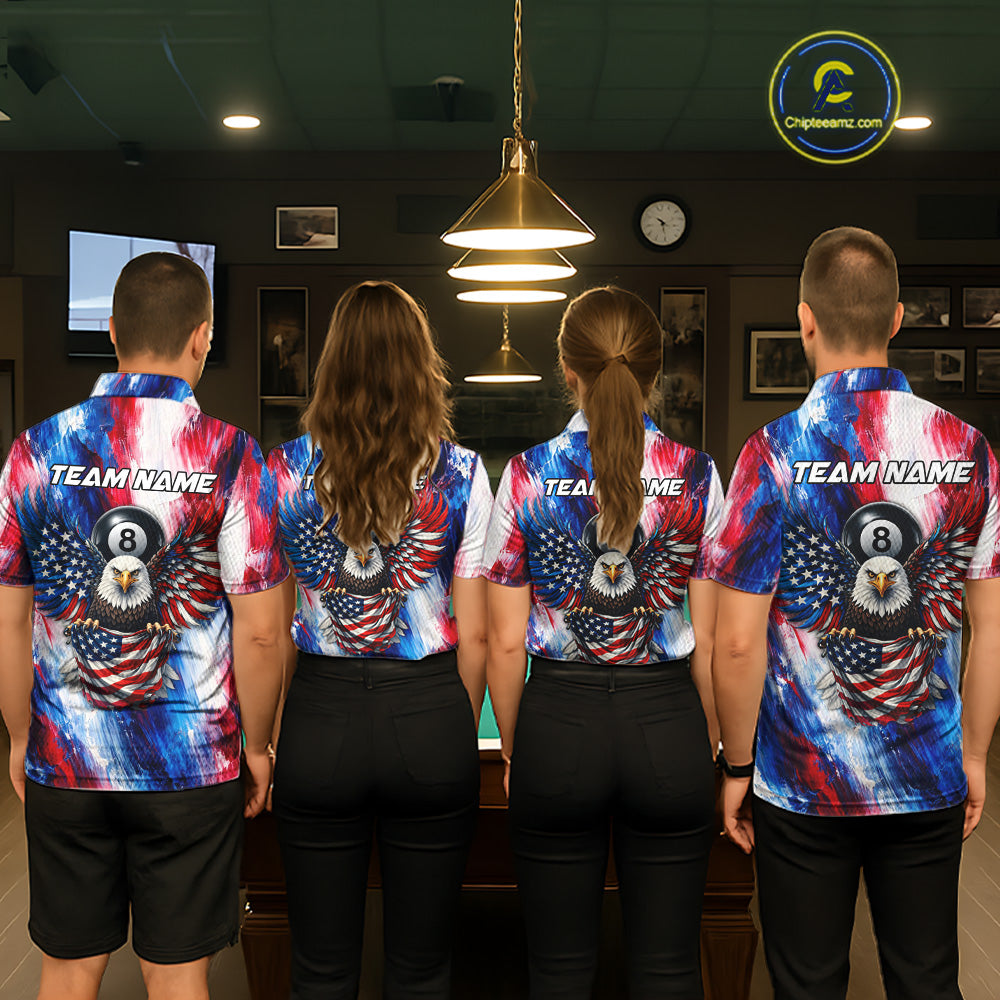 Patriotic Eagle Pool 8 Ball & 9 Ball Women Billiard Shirt Custom US Flag Paint Billiard Team Attire NYN2559