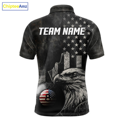 Retro Grunge US Flag Eagle Pool 8 Ball Men Billiard Shirt Custom Patriotic Billiard Team Attire NYN2564