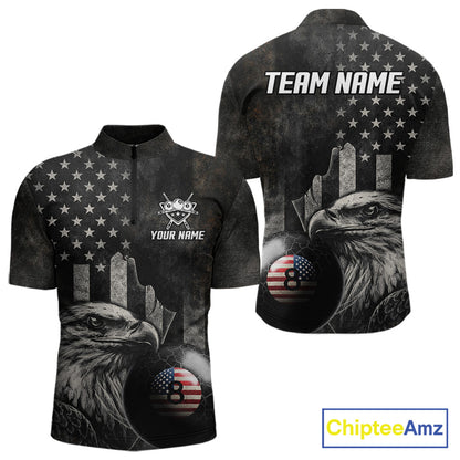 Retro Grunge US Flag Eagle Pool 8 Ball Men Billiard Shirt Custom Patriotic Billiard Team Attire NYN2564