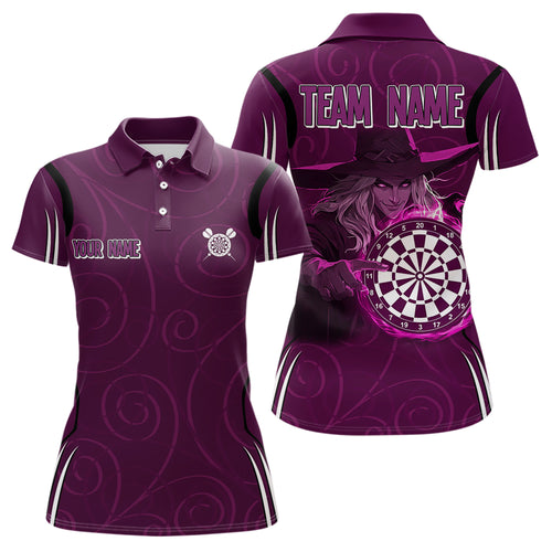 Custom Purple Dartboards And Witch Dart Shirts For Women, Dart Team Jerseys NYN0026