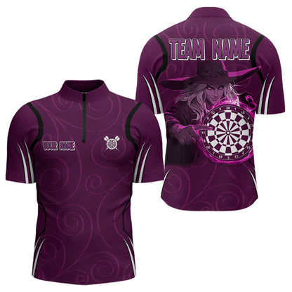 Custom Purple Dartboards And Witch Dart Shirts For Men, Dart Team Jerseys NYN0026