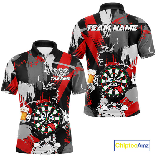 Custom Rock-On Dartboard Men's Dart Polo Shirt, Personalized Funny Dart League Jersey, Athletic Tournament Apparel