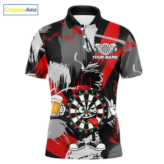 Custom Rock-On Dartboard Men's Dart Polo Shirt, Personalized Funny Dart League Jersey, Athletic Tournament Apparel
