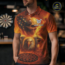 Load image into Gallery viewer, Personalized Flame Dart Shirt Custom Yellow Patriotic Dartboard Dart Jerseys For Men NYN1225