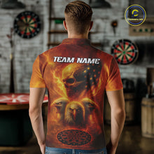 Load image into Gallery viewer, Personalized Flame Dart Shirt Custom Yellow Patriotic Dartboard Dart Jerseys For Men NYN1225