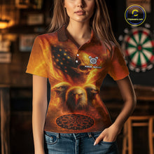 Load image into Gallery viewer, Personalized Flame Dart Shirt Custom Yellow Patriotic Dartboard Dart Jerseys For Women NYN1225