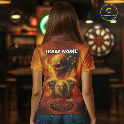 Personalized Flame Dart Shirt Custom Yellow Patriotic Dartboard Dart Jerseys For Women NYN1225