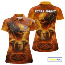 Load image into Gallery viewer, Personalized Flame Dart Shirt Custom Yellow Patriotic Dartboard Dart Jerseys For Women NYN1225