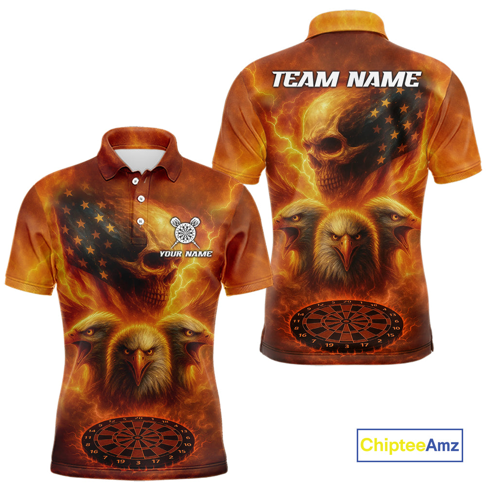 Personalized Flame Dart Shirt Custom Yellow Patriotic Dartboard Dart Jerseys For Men NYN1225