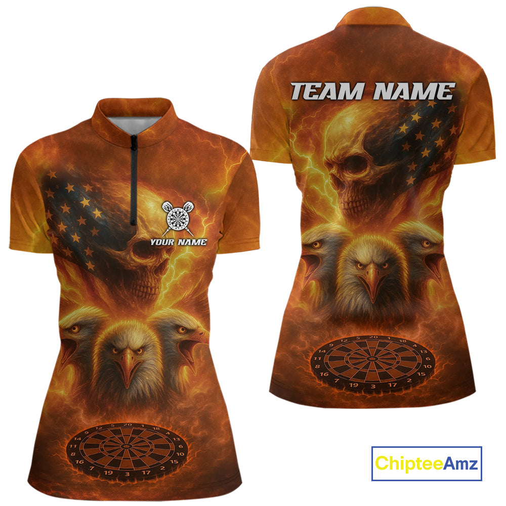 Personalized Flame Dart Shirt Custom Yellow Patriotic Dartboard Dart Jerseys For Women NYN1225