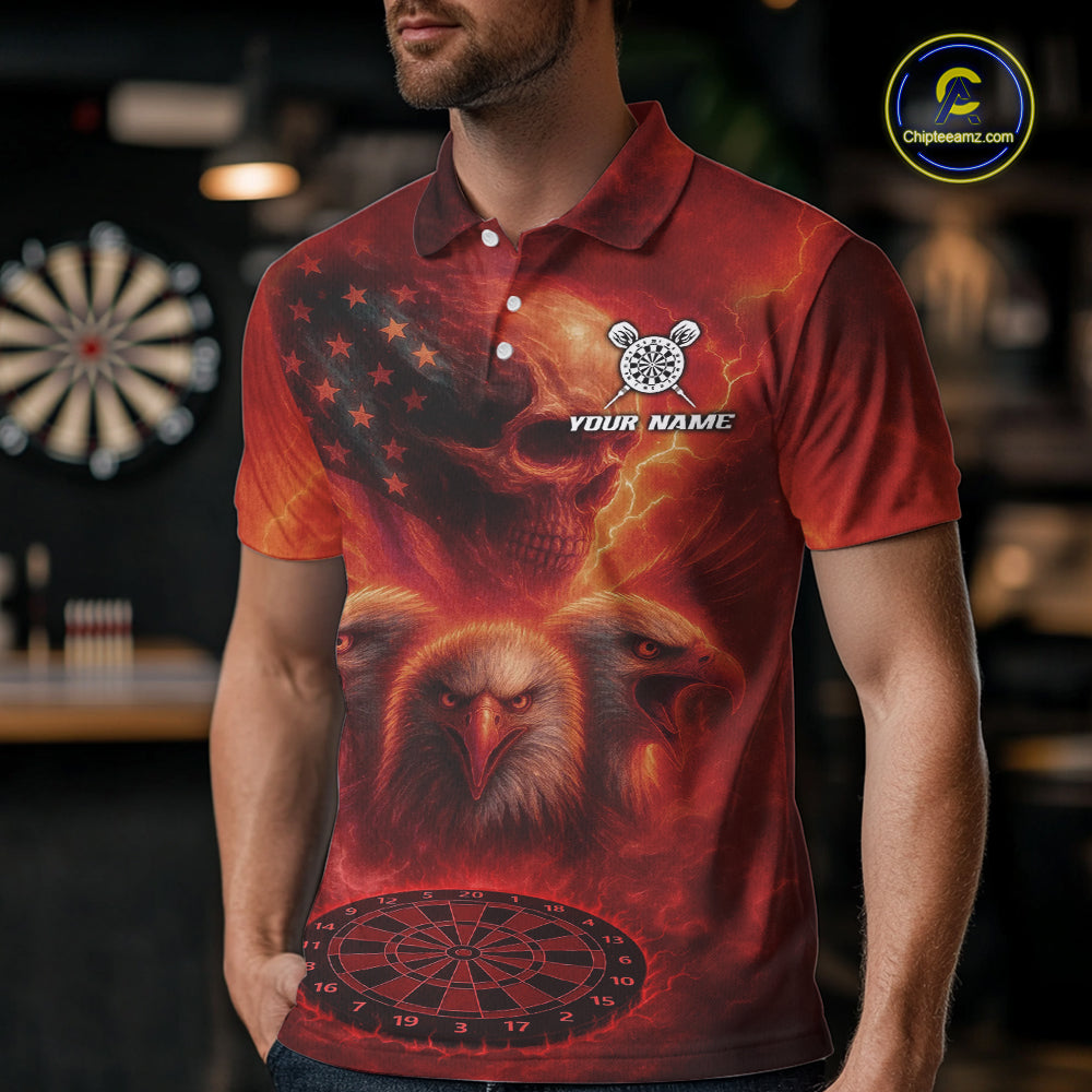 Personalized Flame Dart Shirt Custom Red Patriotic Dartboard Dart Jerseys For Men NYN1226