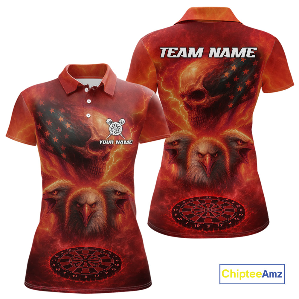 Personalized Flame Dart Shirt Custom Red Patriotic Dartboard Dart Jerseys For Women NYN1226