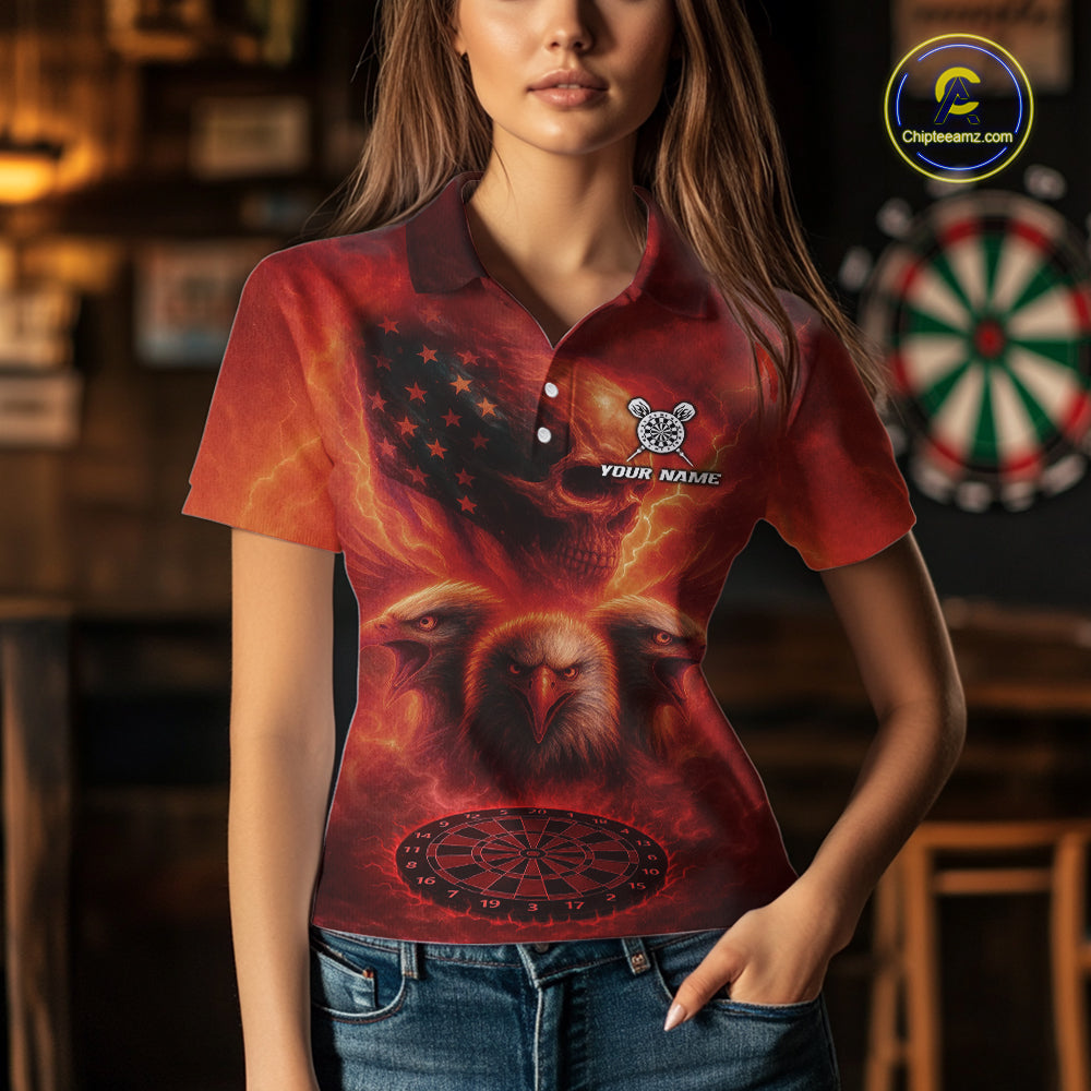 Personalized Flame Dart Shirt Custom Red Patriotic Dartboard Dart Jerseys For Women NYN1226