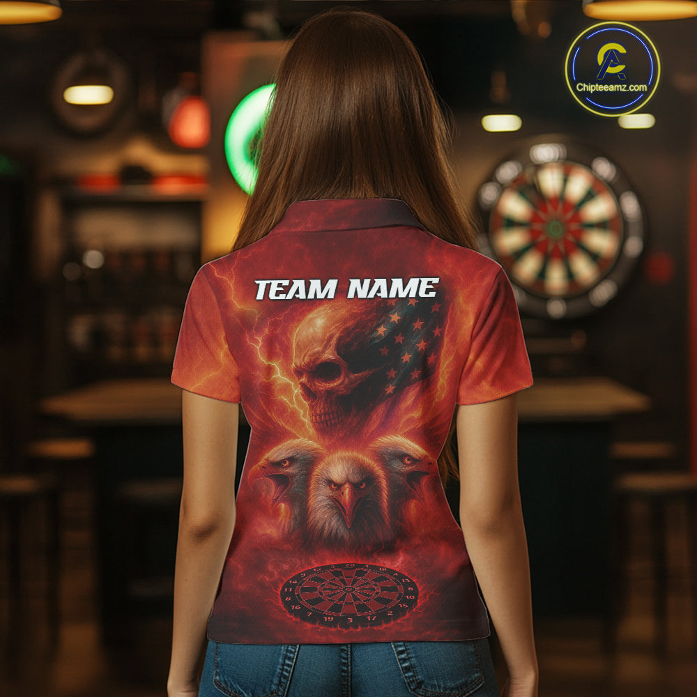 Personalized Flame Dart Shirt Custom Red Patriotic Dartboard Dart Jerseys For Women NYN1226