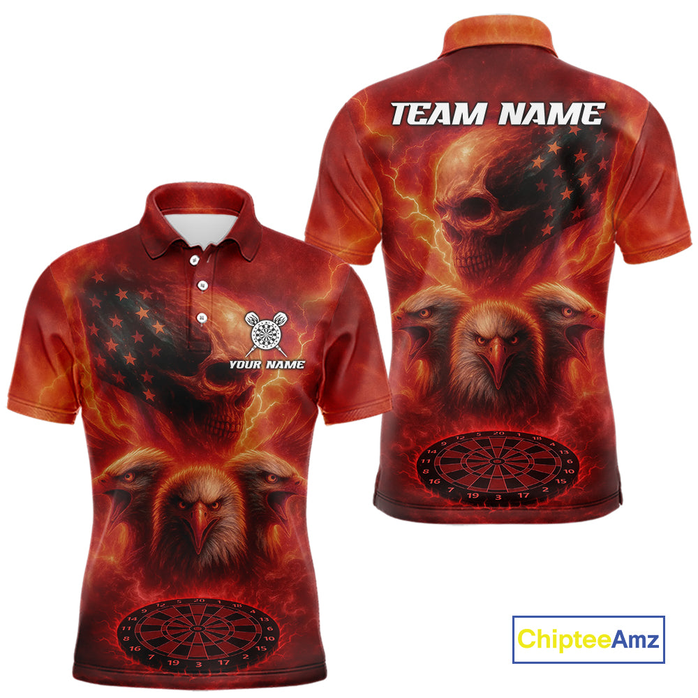 Personalized Flame Dart Shirt Custom Red Patriotic Dartboard Dart Jerseys For Men NYN1226