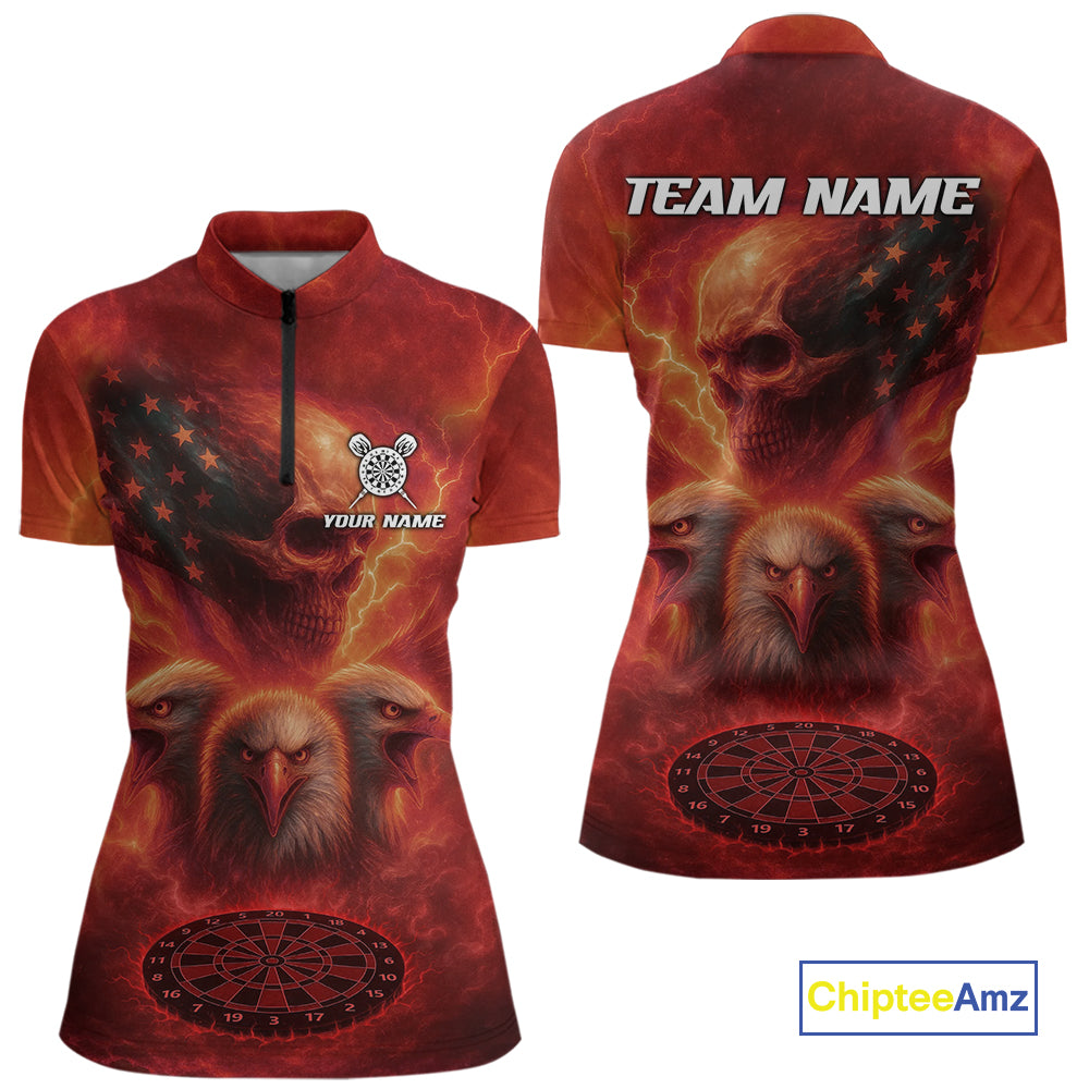 Personalized Flame Dart Shirt Custom Red Patriotic Dartboard Dart Jerseys For Women NYN1226