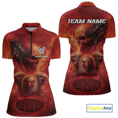 Personalized Flame Dart Shirt Custom Red Patriotic Dartboard Dart Jerseys For Women NYN1226
